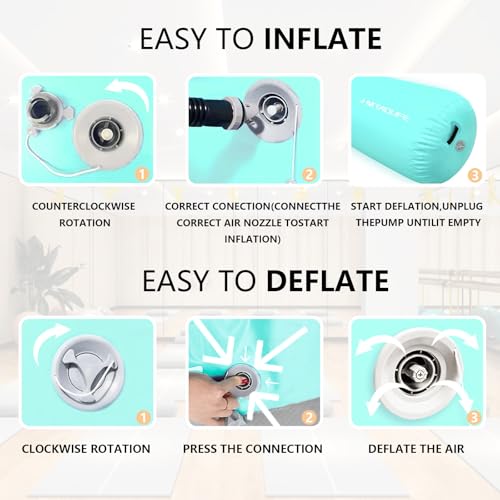 Gymnastics Air Roller Air Barrel, Inflatable Tumble Roller Mat, Air Roller Gymnastics Barrel Kids Back Somersault Backbend Trainer for Yoga Training Cheerleading Home Use - color: Mintgreen, size: 32inch*24inch-have pump