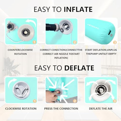 Gymnastics Air Roller Air Barrel, Inflatable Tumble Roller Mat, Air Roller Gymnastics Barrel Kids Back Somersault Backbend Trainer for Yoga Training Cheerleading Home Use - color: Mintgreen, size: 39inch*24inch-have pump