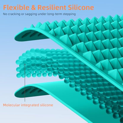 Acupressure Mat for Foot Massage, Silicone Foot Reflexology Mat | Portable Feet Mat for Plantar Fasciitis Relief and Muscle Relaxation - color: Green
