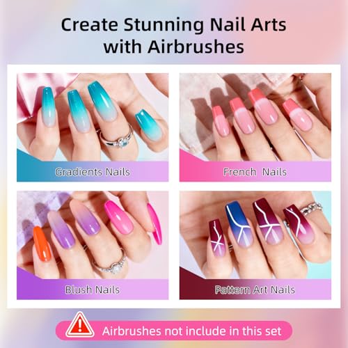 JODSONE Airbrush Gel Nail Polish Set 20 Colors No Dilution Fine Mist Nail | White Blue Pink Purple for Ombre French Nail Art Design Nail Airbrush Paint Gel Nail Polish Ideal for Home Salon Use - color: Airbrush-4