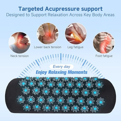 Acupressure Neck Pillow, Ergonomic Neck Support Pillow with Raised Pressure Points, Neck Rest Pillow for Home, Office, Travel, Reading, Relaxation Gift for Women & Men, Black - color: Black