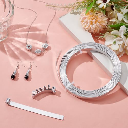 BENECREAT 16.5 Feet 10mm Wide Flat Jewelry Craft Wire 18 Gauge Aluminum Wire for Bezel, Sculpting, Armature, Jewelry Making - Silver - color: Silver, size: 10mm