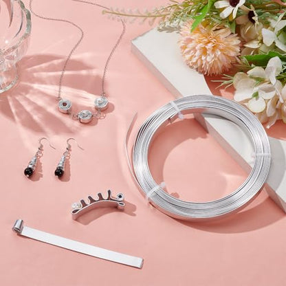 BENECREAT 16.5 Feet 10mm Wide Flat Jewelry Craft Wire 18 Gauge Aluminum Wire for Bezel, Sculpting, Armature, Jewelry Making - Silver - color: Silver, size: 10mm
