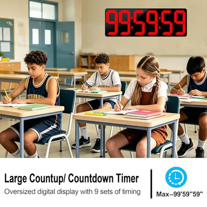 TXL 17.2" Bluetooth Digital Wall Clock with Seconds, Large Countdown Timer for Classroom Home Gym Kitchen Office, Alarm Clock with Remote Control, 4 Dimmable Brightness, Auto DST (Red) - color: Red