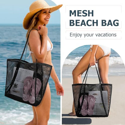 Iioscre Beach Bag for Women, Causal Hobo Handbags with Zipper Inner Pocket - color: Black