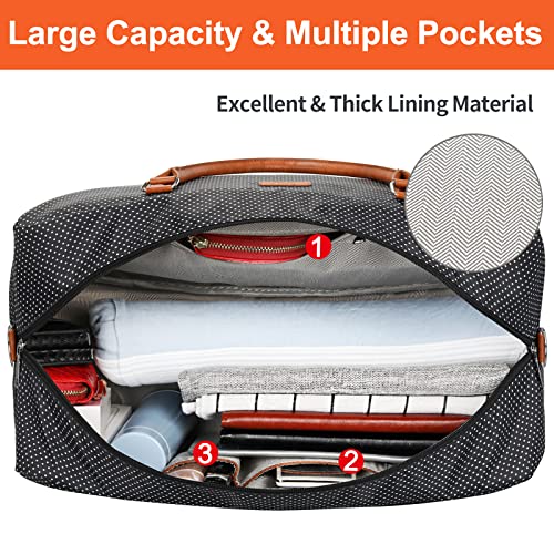 IBFUN Weekender Bags for Women, 21" Weekender Travel Bag, Travel Duffle Bag with Shoe Compartment Carry on Overnight Duffel Bag for Weekend Travel Business Trip, 3PCS - color: A5-Polyester-Polka Dot