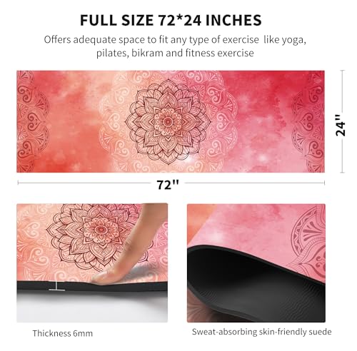 nuveti Yoga Mat Print Extra Thick TPE Non Slip Fitness Exercise Mat with Carrying Bag,72"x24" Extra Thick 6MM Exercise & Workout Mat for Yoga, Pilates Fitness and Floor Exercises - color: ManTuoLuo1