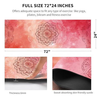 nuveti Yoga Mat Print Extra Thick TPE Non Slip Fitness Exercise Mat with Carrying Bag,72"x24" Extra Thick 6MM Exercise & Workout Mat for Yoga, Pilates Fitness and Floor Exercises - color: ManTuoLuo1