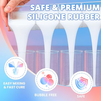 Silicone Mold Making Kit 18OZ, 10A Liquid Silicone | Translucent Clear, 1:1 Mixing Ratio, Bubble-free, Easy Demold, Fast 4 Hour Cure for Perfect Resin Molds - size: 18 OZ