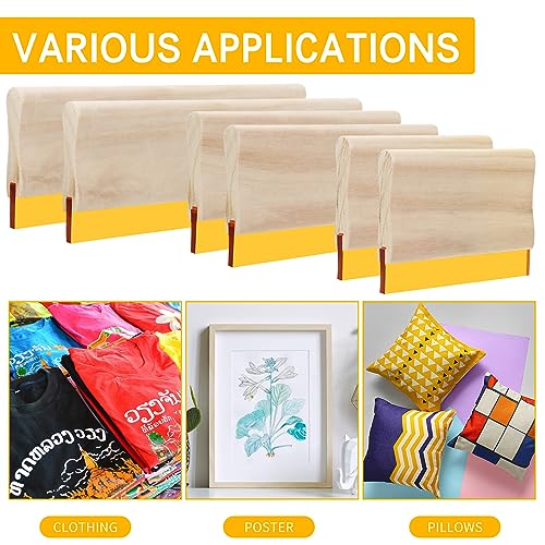Barydat 6 Pcs Rubber Screen Printing Squeegee Wooden Ink Scraper 75 Durometer Silk Stencil Screen Printing Squeegee for Printmaking Water Fabric Supplies(5.9 Inch 9.5 Inch 13.8 Inch)