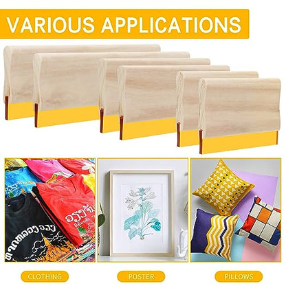 Barydat 6 Pcs Rubber Screen Printing Squeegee Wooden Ink Scraper 75 Durometer Silk Stencil Screen Printing Squeegee for Printmaking Water Fabric Supplies(5.9 Inch 9.5 Inch 13.8 Inch)