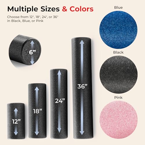Sunny Health & Fitness 36" Black High-Density Yoga Foam Roller | Muscle Relief, Physical Therapy, Post-Workout Recovery, Improved Flexibility, Home, Gym, Rehab Use, Full-Body Use - color: Black, size: 36-Inch