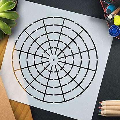 5 Pcs Plastic Mandala Stencils for Painting, Mandala Dotting Tool 8/12/ 16 Segment Creative Mandalass Wall Stencil, Laser Cut Painting Template for Floor Wall Tile Fabric Furniture Stencils Painting