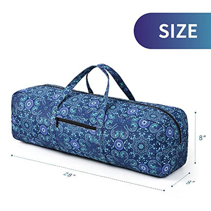 Boulder Bee | Yoga Mat Bag | Large Yoga Mat Carrier with Wet Pocket | Yoga Gifts | Gym Tote Bag for Women - color: Blue
