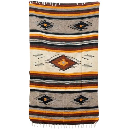 WP West Path Mexican Throw Blanket | Cabin/Southwest Diamond Blanket - Oaxacan Blanket Mexican Home Decor (XL) - size: Standard