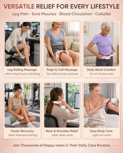 ONUEMP Leg Massager Roller Lymphatic Drainage Cellulite Fascia Massage | Detachable Muscle Roller for Thigh, Calf, Neck - Anti-Celulitis, Body Sculpting, Deep Tissue Pain Relief, Myofascial Release