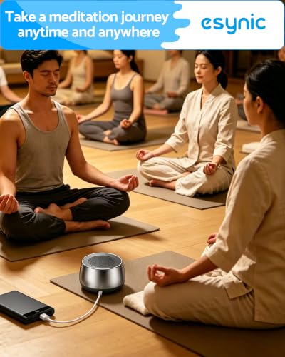 eSynic Electronic Tibetan Singing Bowl for Meditation-USB-C Rechargable | Portable Design-9 Authentic Tibetan Bowl Tones-Pure Sound Quality-30M to 4h 4 Timer-Metal Body for Relaxation Yoga Sleep