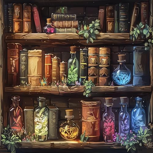 Book Diamond Art Kits for Adults, 5D Book Diamond Painting for Beginners | Diamond Dot, Bookshelf Dimond Art Paintings Kit, Small Gem Painting Kit, Crafts for Adults, Home Wall Decor Gifts (12x12inch) - color: QY018