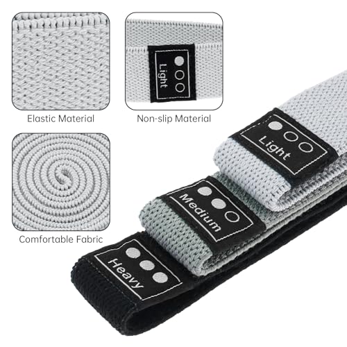 3-Pack Cloth Fabric Resistance Bands for Home Workout - color: Light Gray,Dark Gray,Black