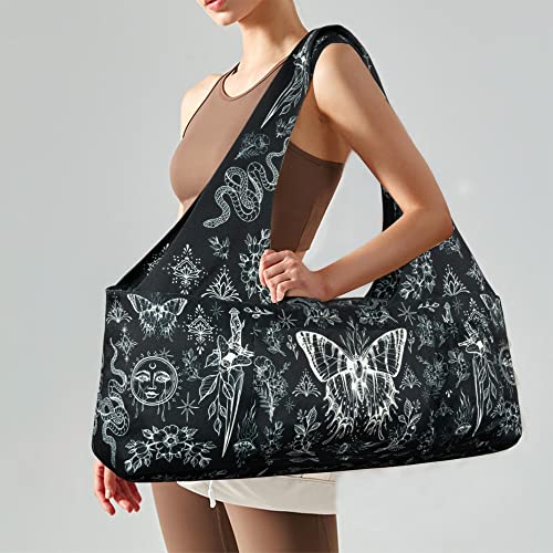Yoga Mat Bag - Large Yoga Bag with Yoga Mat Strap, Zipper and Pockets - Yoga Bags and Carriers Fits All Your Stuff - Personalized Yoga Mat Bags for Women Fits Most Size Mats - color: Boho Witchcraft