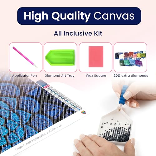 Modern Merch Mandala Diamond Art Kits for Adults, Blue and Black Pattern 5D Diamond Painting for Adults, DIY Mandala Wall Art, Cross Stitch Pattern Gem Art, Full Round Drill 12x16 - color: Blue Mandala