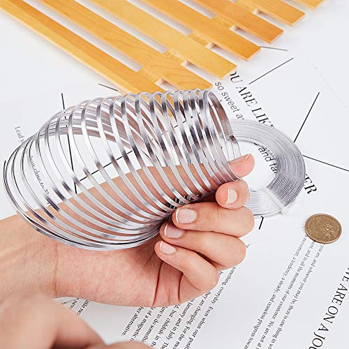 BENECREAT 32 Feet 2 Rolls 3mm Wide Primary Color Flat Jewelry Craft Wire 18 Gauge Aluminum Wire for Bezel, Sculpting, Armature, Jewelry Making