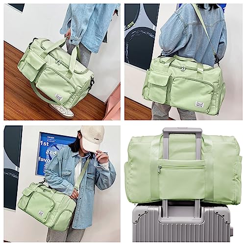 Suruid Gym Bag with Shoe Compartment, Sports Duffle Bag for Women, Green - color: Green