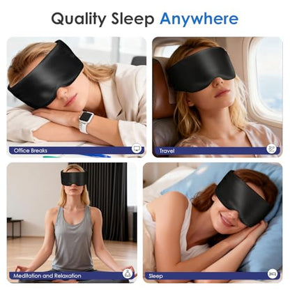 Weighted Eye Mask for Sleeping, Silk Sleep Mask for Side Sleeper(Black) - color: Silk-black