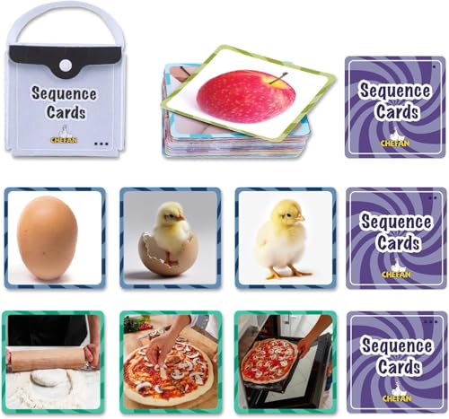 CHEFAN Sequencing Cards, Sequence Game for Kids, Daily Routine for Speech Therapy, Sentence Building for Autism, Special Education, Preschool, Classroom - size: 3-Step Cards