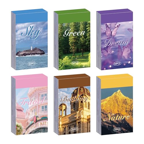 6 Sets 300 Pcs Washi Stickers Set Vintage Aesthetic Sticker Book for Journaling, DIY Retro Pattern Paper Sticker Decals for Bullet Journal Scrapbooking Diary Craft Gift Album Notebook for Women Girls - style: Fashion Art Style 2