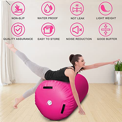 GLANT Air Mat Tumble Track AirSpot - Gymnastics Training Springboard - Round Inflatable Springboard - color: Air Roller-Pink（WIth Pump）, size: (Diam)29.5in*（H）47.3in