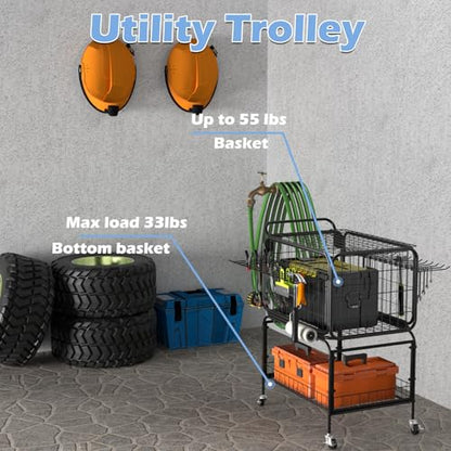 Tennis Ball Cart for 350 Balls, Trolley Cart with Wheels Laundry Basket, Extra Large Utility Trolley for Storage Sport Equipments DIY Tools Toys Ball Hopper Tennis Racket