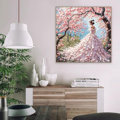 Paint by Numbers Kit for Adults Beginner, Cherry Blossom Beauty 16x20 In | Paint by Number for Beginner,Adult Paint by Number,HD Color Canvas,DIY Tool Kits,Stress Relief Craft,Great Gift,Without Frame - color: MT6269