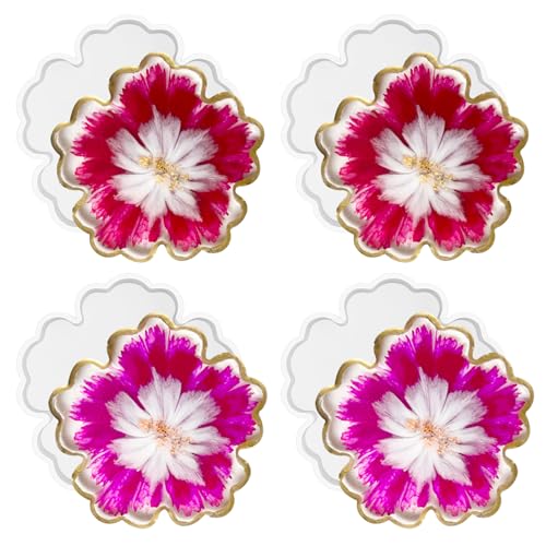 4 Pcs 3.34" Flower Agate Silicone Coaster Molds for Epoxy Resin Casting | Agate coaster cup mat molds for epoxy resin casting. Perfect for making DIY craft coasters, home decor gifts - color: 4PCS Flower Coaster