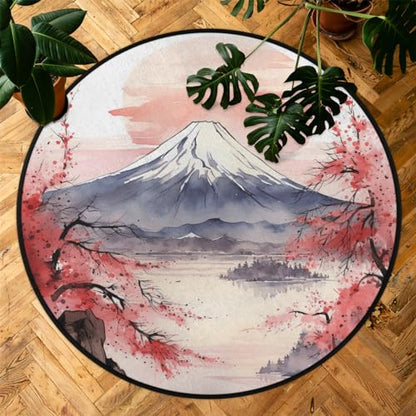 Japanese Style Art Print Round Area Rug 3Ft Circle Carpet Floor Mat - color: Art Print, size: 3 ft