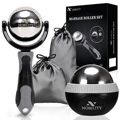 Nobility Massage Ball Roller– Ice Cold and Hot for Deep Tissue and Sore Muscle Relief of Stiffness and Stress, Body, Neck, Back, Foot, Plantar (Grey) - color: Grey