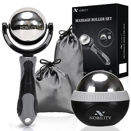 Nobility Massage Ball Roller– Ice Cold and Hot for Deep Tissue and Sore Muscle Relief of Stiffness and Stress, Body, Neck, Back, Foot, Plantar (Grey) - color: Grey