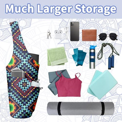 Yoga Bag for Women, Large Yoga Mat Bag Tote Carrier with Wet Dry Pocket | Water Bottle Holder & Adjustable Strap, Fits 1/2" Thick Yoga Mat for Gym, Pilates, Travel, Work - color: YOGA-01