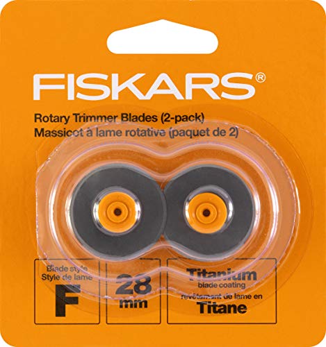 Fiskars 28mm Replacement Titanium Rotary Cutter Blades (2-Pack) - Style F - Compatible with Fiskars 28mm Rotary Paper Cutters - style: Style F - Titanium - 28mm