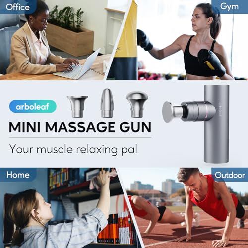 arboleaf Mini Massage Gun Deep Tissue with Metal Heads, Muscle Massager - color: Lightgray