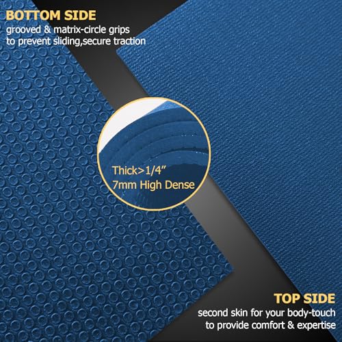 GXMMAT Large Exercise Mat 6'x4'/6'x5'/6'x6'(7mm) - color: Navy Blue, size: 6*5 FT
