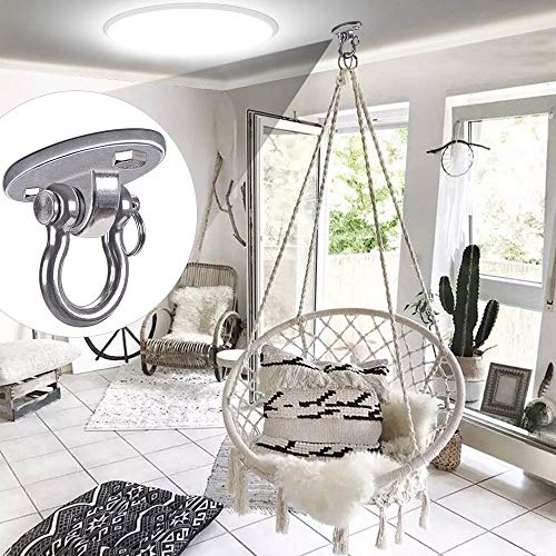 2Pack Heavy Duty Swing Hanger 180° Ceiling Swing Mount 2000 LBS Capacity | Silver Heavy Bag Hanger Hanging Chair Mount Swing Hook Swing Hardware for Hammock Chairs, Porch Swings, Gymnast Ring - color: Silver Swing Hanger (2pack)
