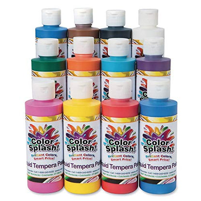 Color Splash S&S Worldwide Liquid Tempera Bulk Paint, 8-oz Flip-Top Bottles - size: 8 Fl Oz (Pack of 12)