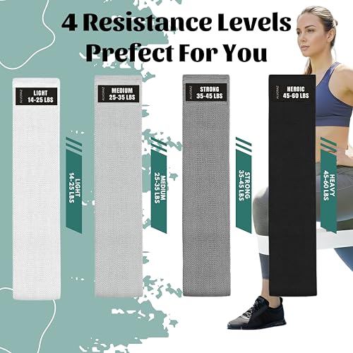 Fabric Resistance Bands for Squats, Glutes & Legs – 3‑Level Non‑Slip Booty Bands Set – Thick Loop Bands for Women & Men – Home Workout, Pilates & Yoga
