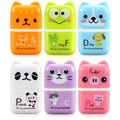 Tamaki 6 Pack Erasers for Kids, Cute Erasers with Cover and Roller | Pencil Rubber Eraser for Party Favors Gift Supplies