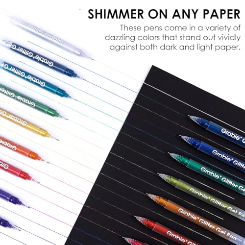 Grabie Set of 18 Color Jumbo Glitter Gel Pens, Metallic Sparkling | Extra Long Writing Life, Rich Glitter Effects, Smooth Ink Flow, Comfortable Grip, Creative Projects, Journaling - color: 18 Colors Jumbo Glitter Gel Ink Pens