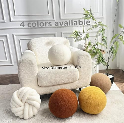 Ball Pillow,Cream White Round Throw Pillow 11.8 Inches - color: Cream White Ball