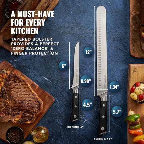 Cutluxe Carving Knife Set, Brisket Slicing & Boning Knife for Meat & BBQ | Razor Sharp German Steel, Full Tang Ergonomic Handle – Grilling Gift for Men, Artisan Series - size: 2 Pcs BBQ Set