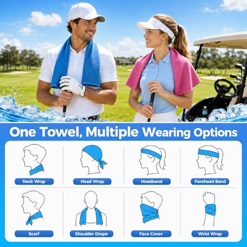 4 Pack Cooling Towels, 40" x 12" Microfiber Ice Towels for Neck & Face