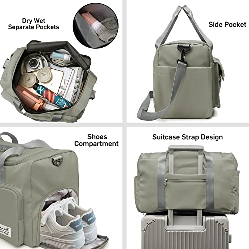 Suruid Gym Bag with Shoe Compartment, Sports Duffle Bag for Women, DGray - color: Dark Gray